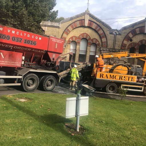 Pouring concrete in pumping station basement